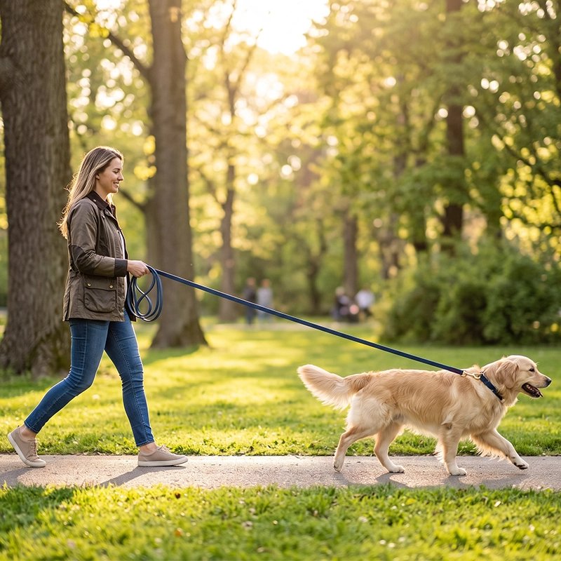 Femme qui marche avec son chien en Longe pour Chien