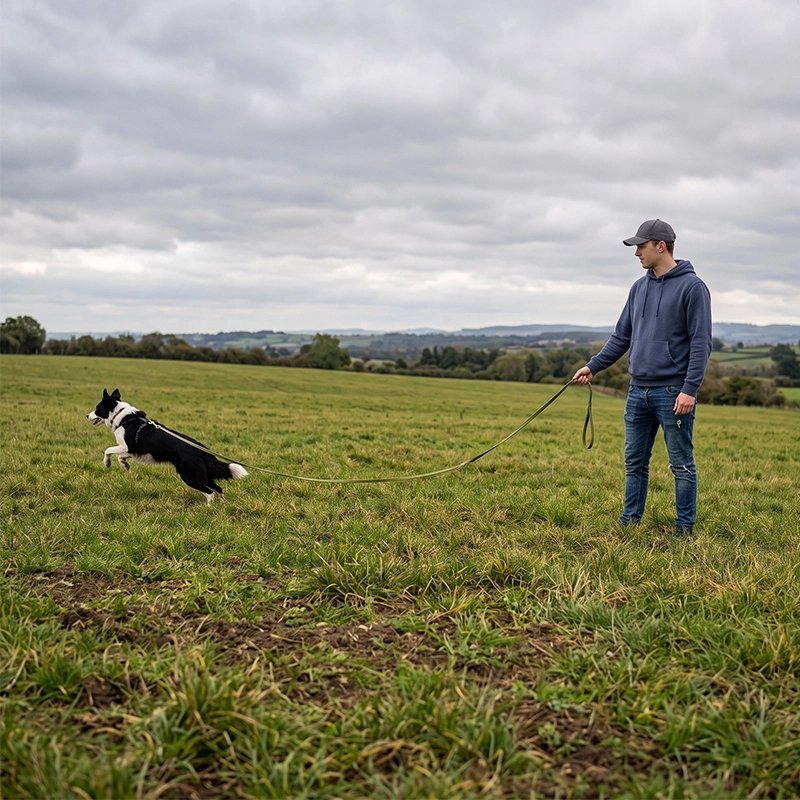 Homme dresse son chien avec Longe pour Chien verte