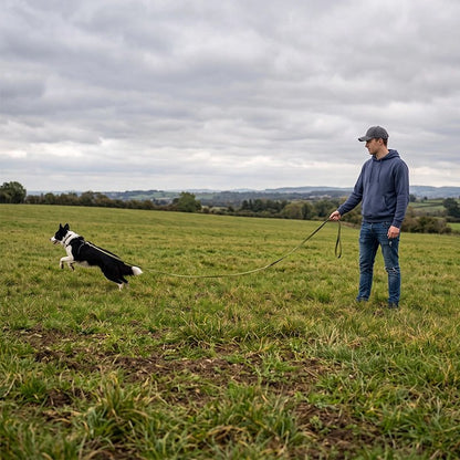 Homme dresse son chien avec Longe pour Chien verte