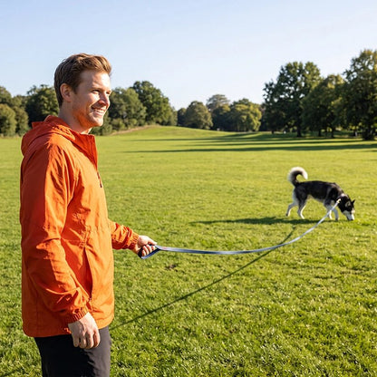 Homme qui marche avec  son chien en  Longe pour Chien