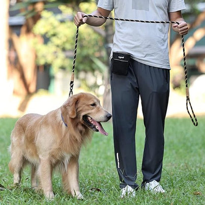 Le chien marche en laisse pour chien noir et blanc ,au pas prêt de son maître.